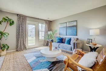 Model Living Room Angle at The Vinings Apartments, Richmond, VA, 23234